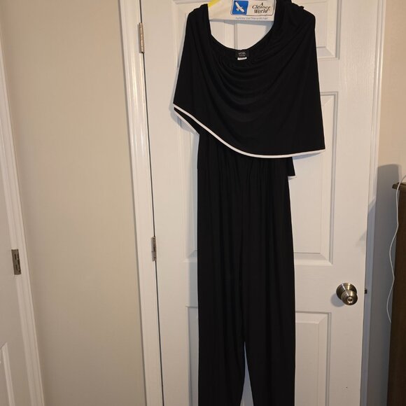 Plus Size Off-The-Shoulder Poncho Jumpsuit - Picture 2 of 4